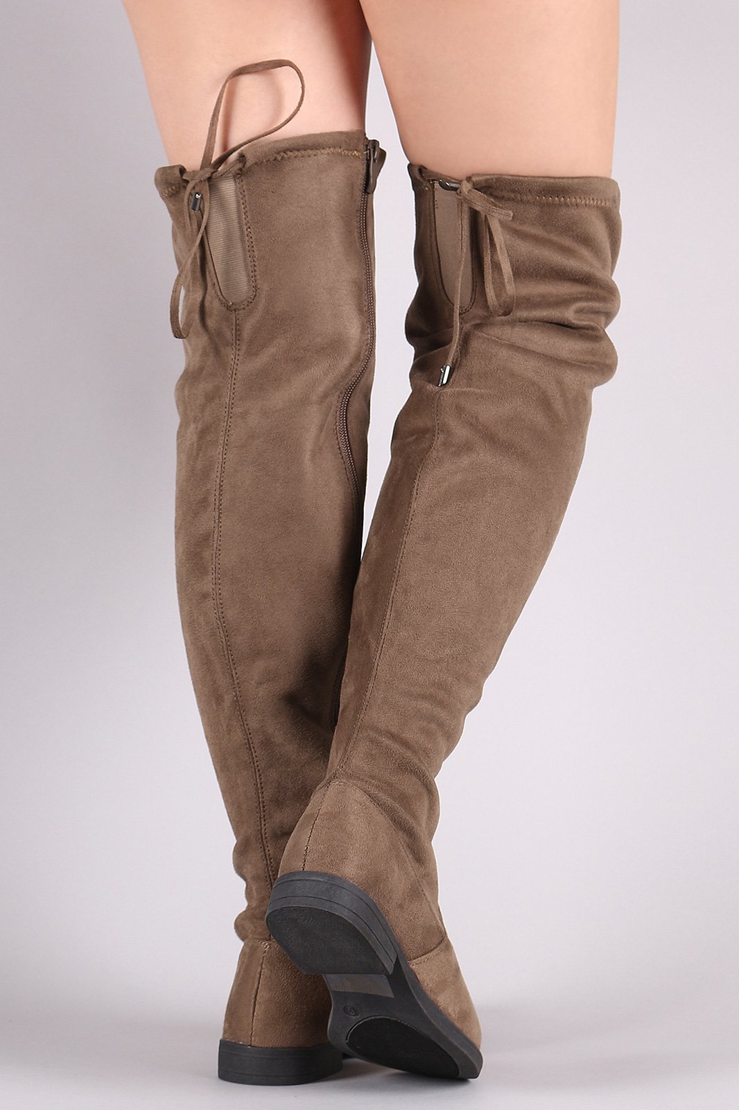 Suede Drawstring Tie Over-The-Knee Riding Boots