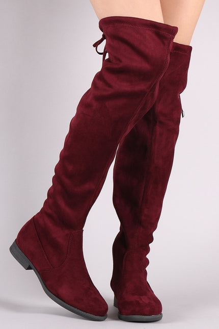 Suede Drawstring Tie Over-The-Knee Riding Boots