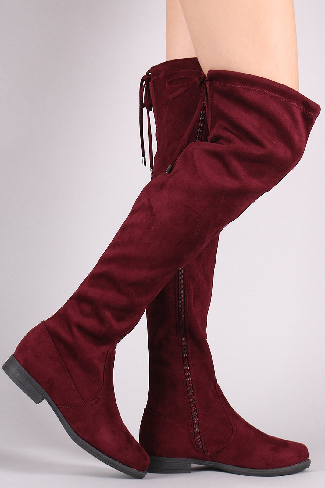Suede Drawstring Tie Over-The-Knee Riding Boots
