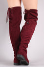 Suede Drawstring Tie Over-The-Knee Riding Boots