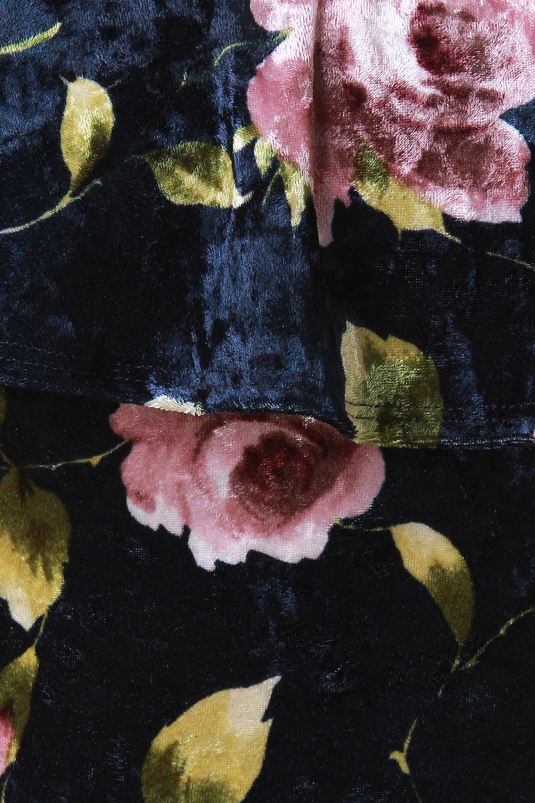 Floral Crushed Velvet Ruffle Bardot Dress - NoveltyOne