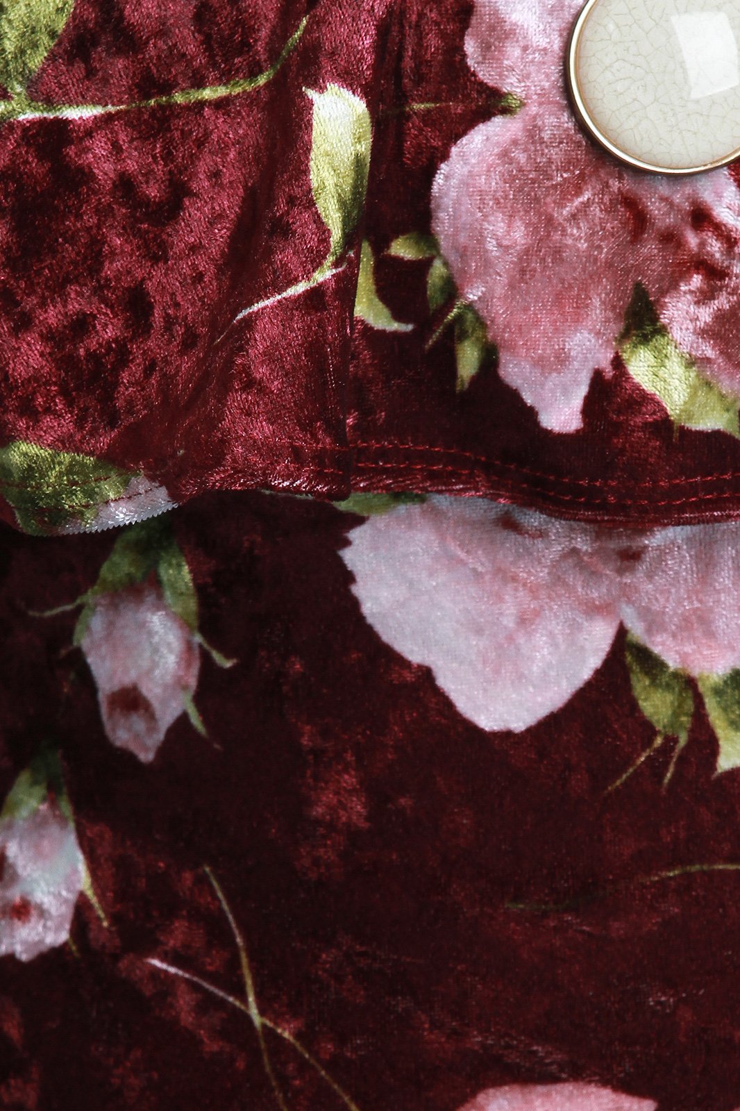 Floral Crushed Velvet Ruffle Bardot Dress - NoveltyOne