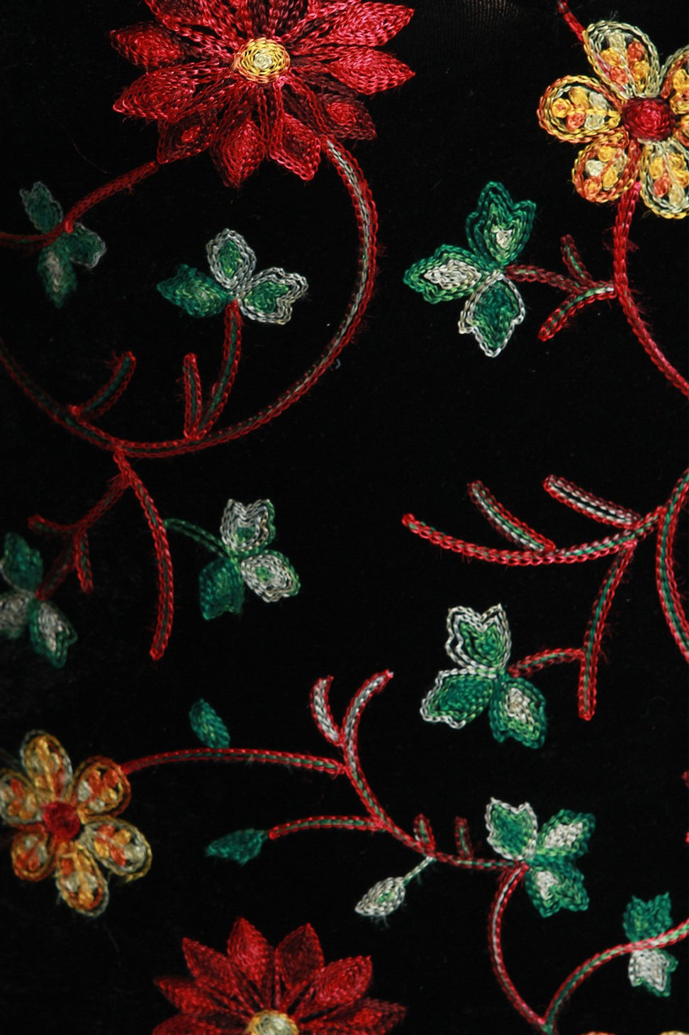 Velvet Floral Embroidery Long Sleeve Midi Dress