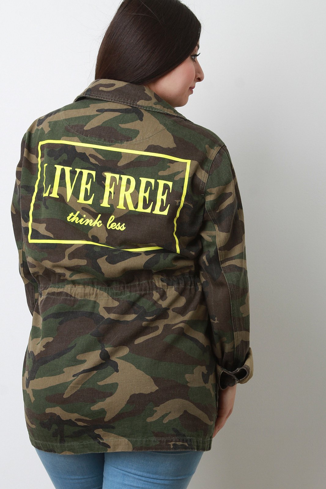 Live Free Camouflage Button Up Jacket - NoveltyOne