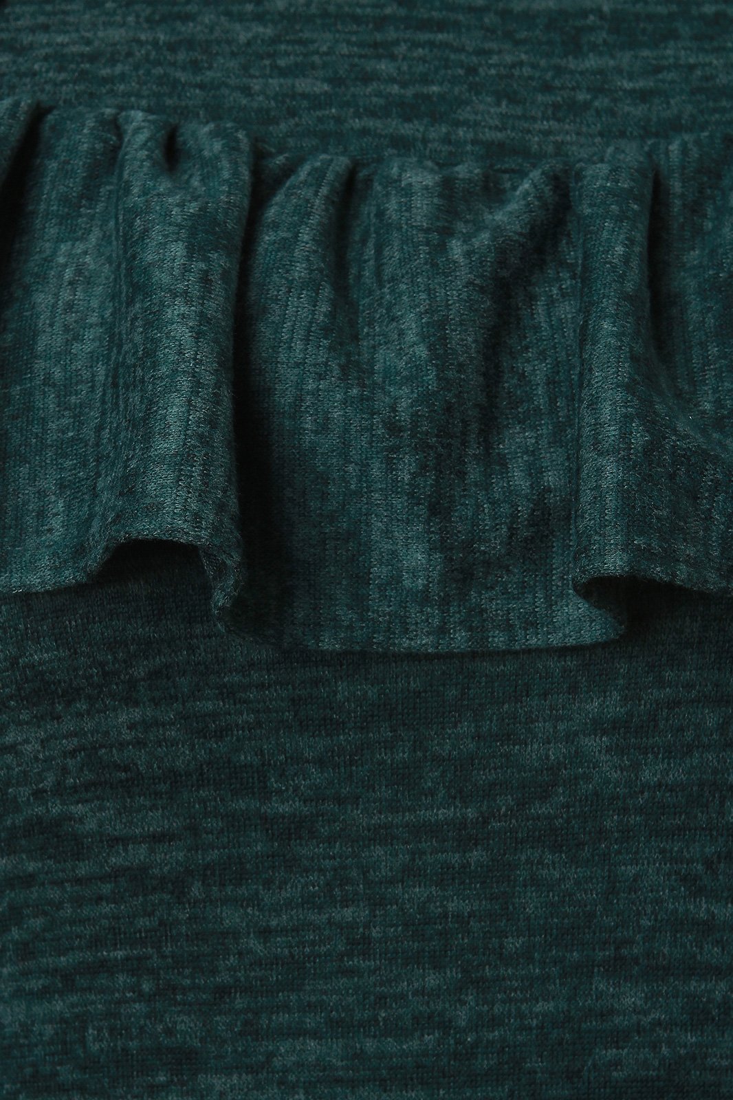 Marled Knit Ruffled Long Sleeve Midi Dress