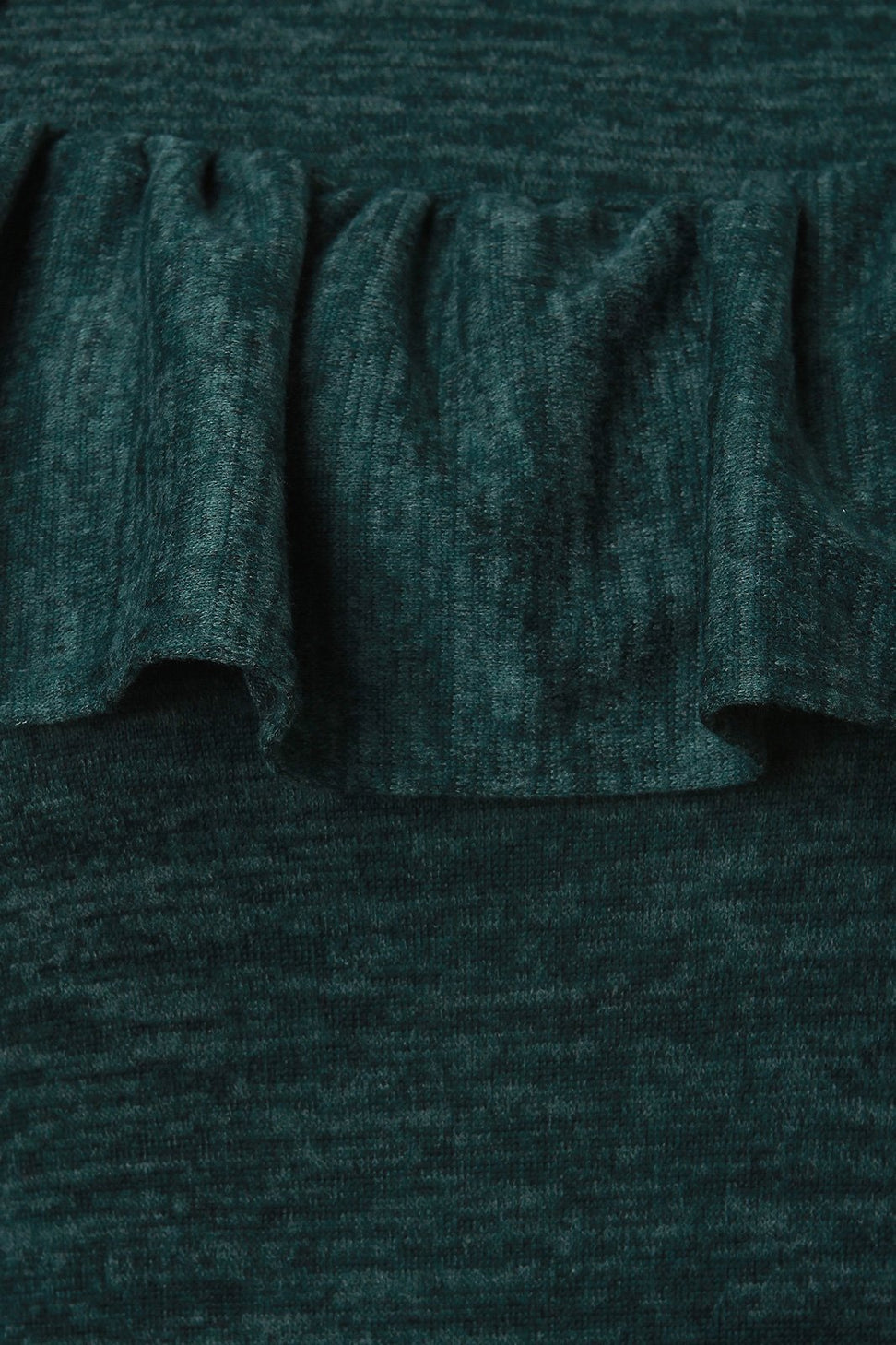 Marled Knit Ruffled Long Sleeve Midi Dress