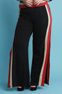 High Waisted Colorblock Side Slit Flared Pants