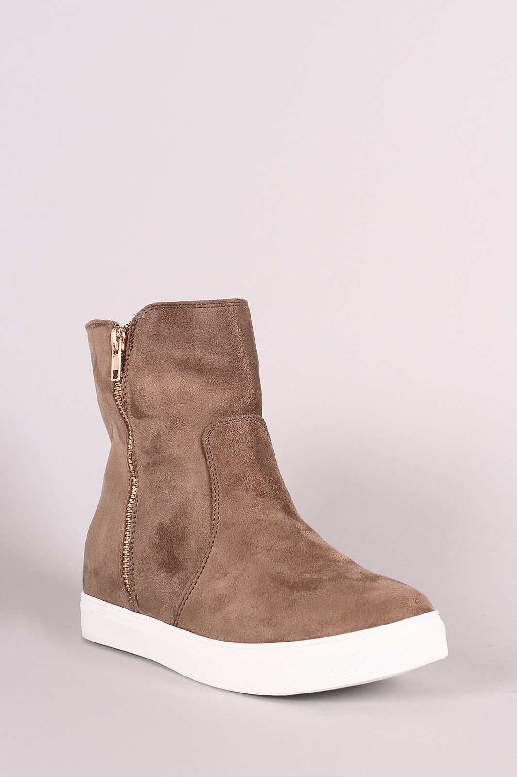 Suede Zippered High Top Sneaker