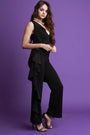 Sleeveless Side Flowy Ruffle Flared Leg Jumpsuit