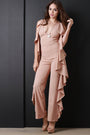 Sleeveless Side Flowy Ruffle Flared Leg Jumpsuit