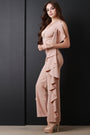 Sleeveless Side Flowy Ruffle Flared Leg Jumpsuit