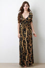 Chain Print Surplice Maxi Dress