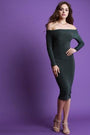 Stretch Off The Shoulder Bardot Midi Dress