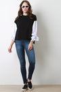 Contrast Tie Sleeves French Terry Sweatshirt