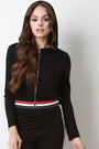 Stripe Accent Jersey Knit Zipper Hoodie