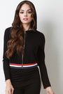 Stripe Accent Jersey Knit Zipper Hoodie