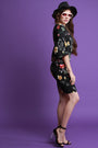Floral Bell Sleeve Bodycon Midi Dress - NoveltyOne