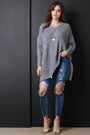 Chunky Knit Asymmetrical Zipper Sweater Top