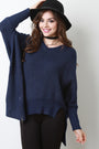 Chunky Knit Asymmetrical Zipper Sweater Top