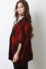 Gingham Sweater Knit Open Front Poncho - NoveltyOne