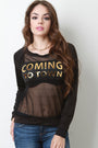 Coming To Town Fishnet Contrast Long Sleeve Top