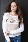 Coming To Town Fishnet Contrast Long Sleeve Top