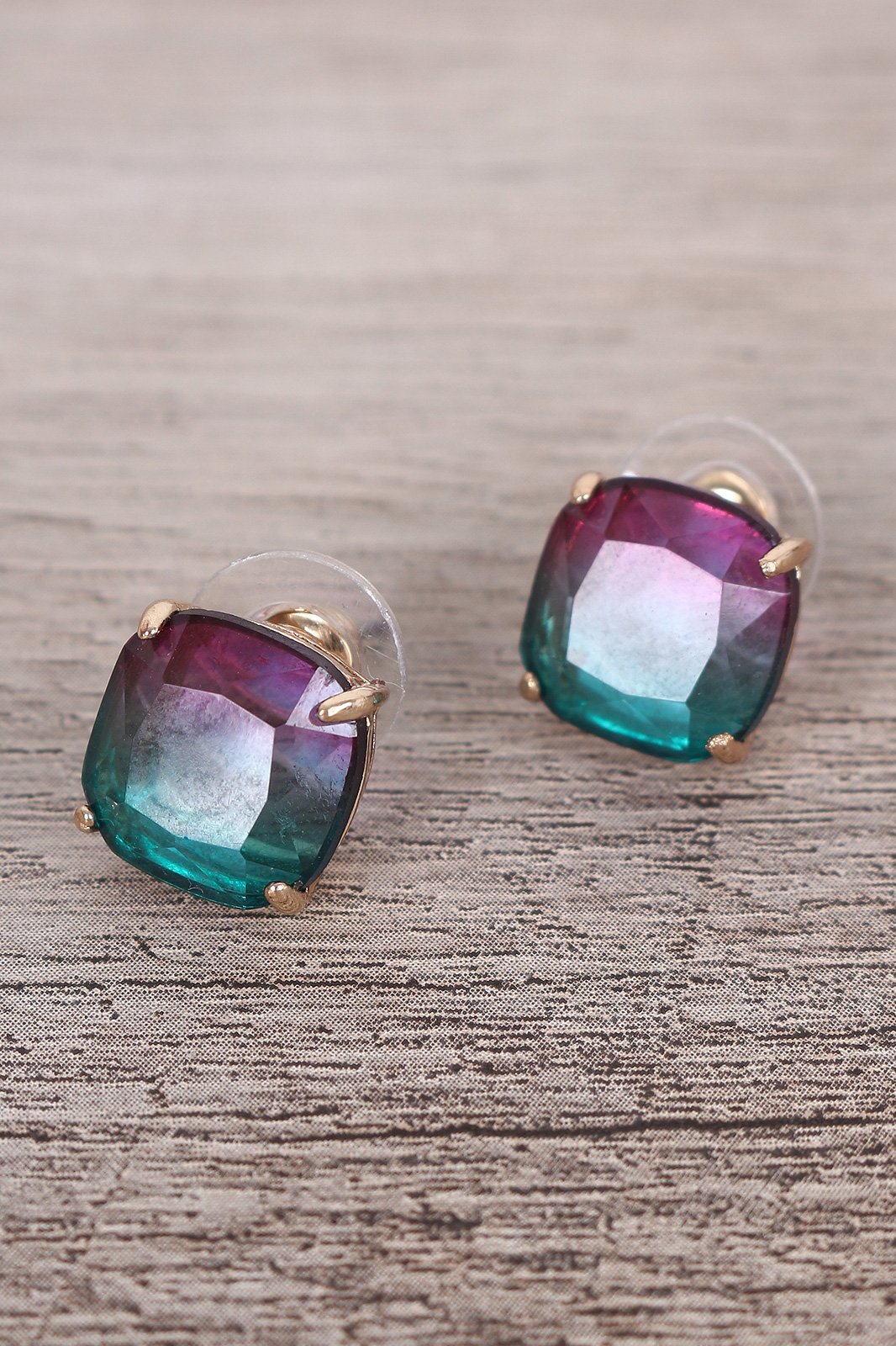 Square Gem Stud Earrings