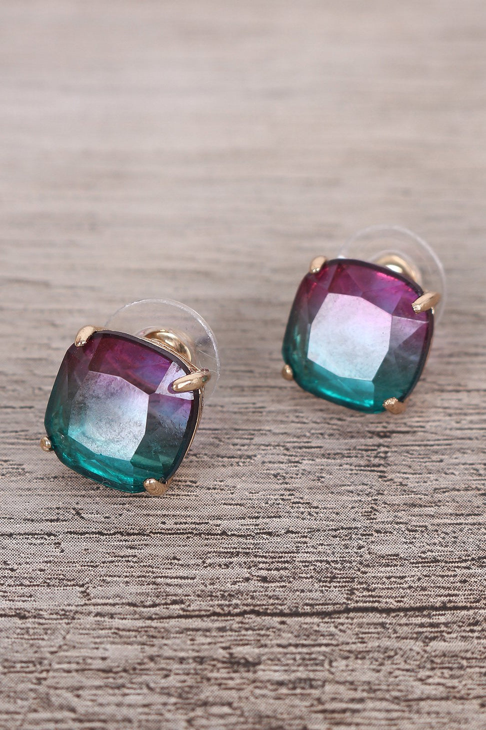 Square Gem Stud Earrings