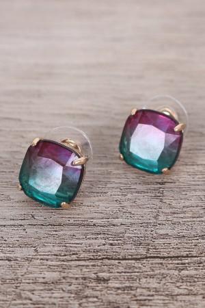 Square Gem Stud Earrings