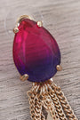 Teardrop Gem Tassel Drop Earrings