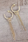 Rhinestone Hoop Tassel Drop Earrings