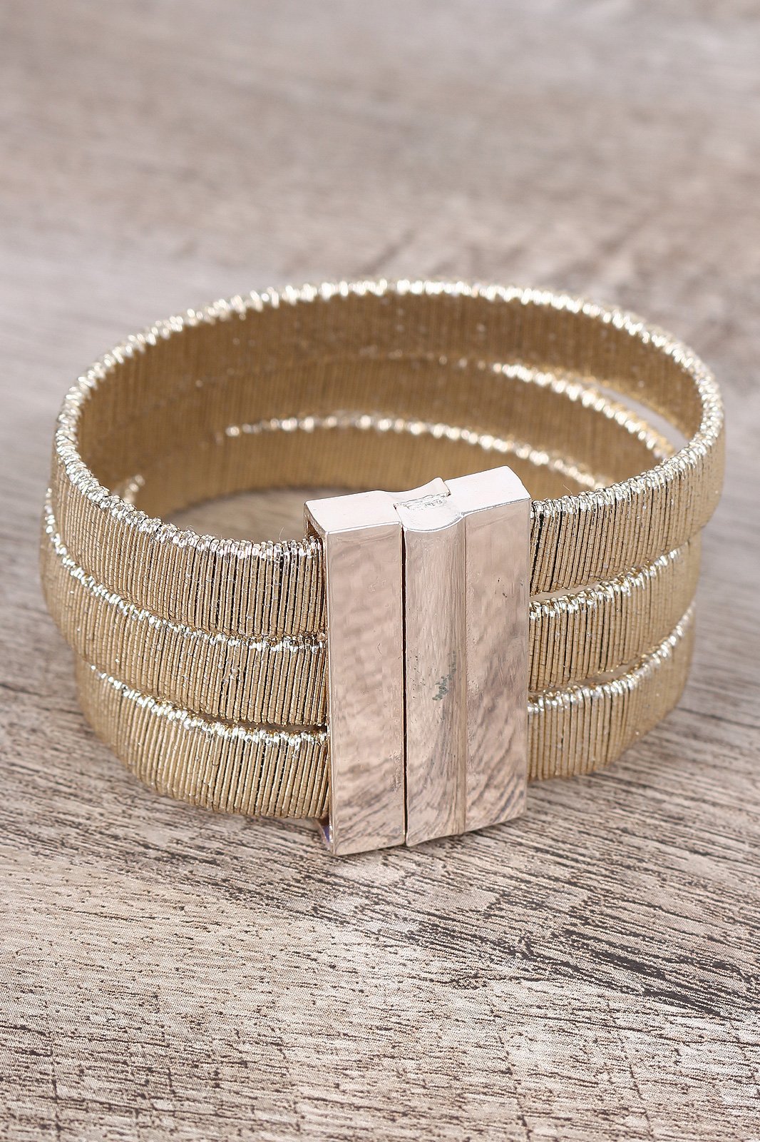 Three Banded Metallic Wire Wrapped Bracelet