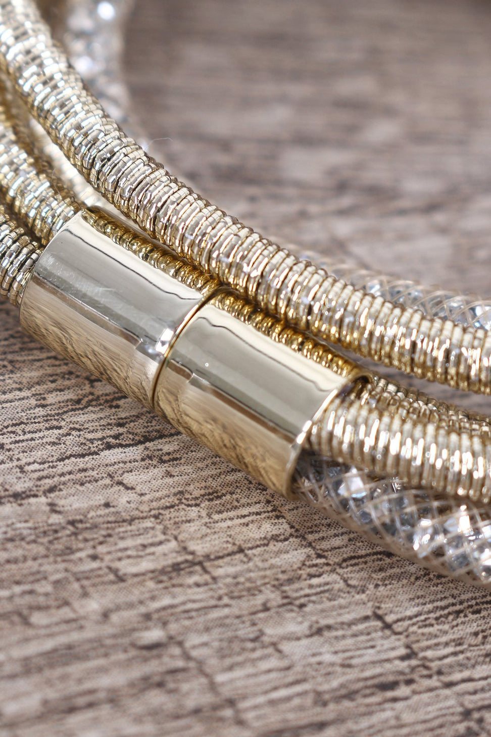 Metallic Wire Wrapped Rhinestone Bracelet