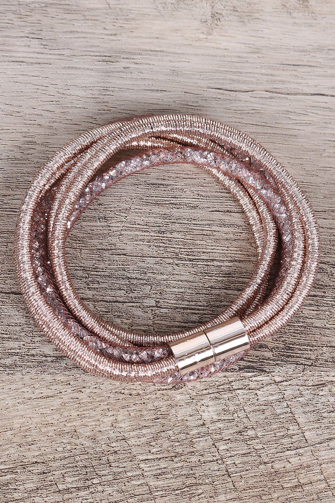 Metallic Wire Wrapped Rhinestone Bracelet