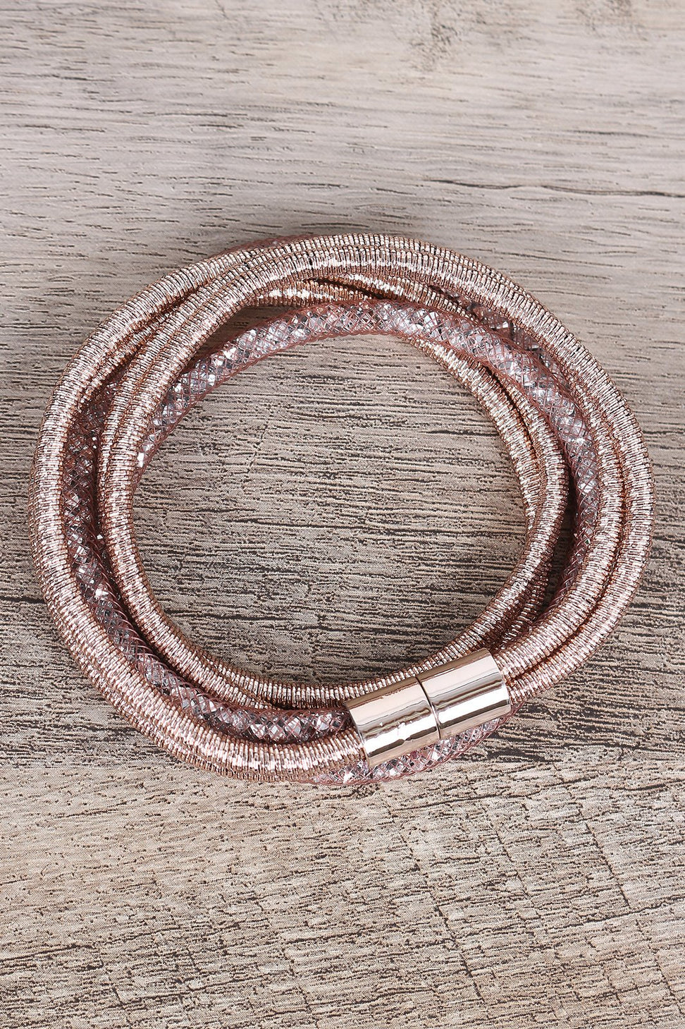 Metallic Wire Wrapped Rhinestone Bracelet