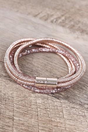 Metallic Wire Wrapped Rhinestone Bracelet