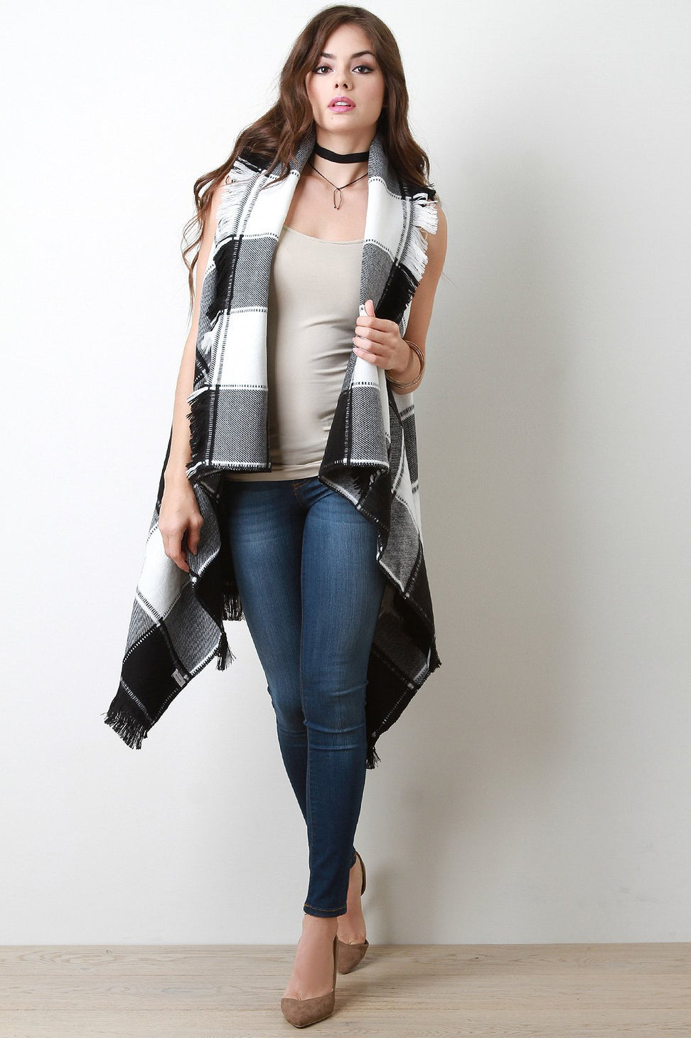 Lumberjack Plaid Sleeveless Cardigan Vest