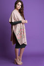 Soft Knit Floral Embroidery Open Kimono Cardigan