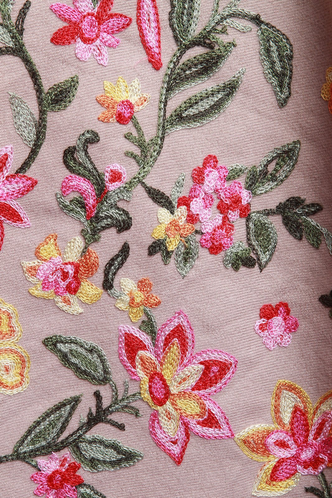 Soft Knit Floral Embroidery Open Kimono Cardigan