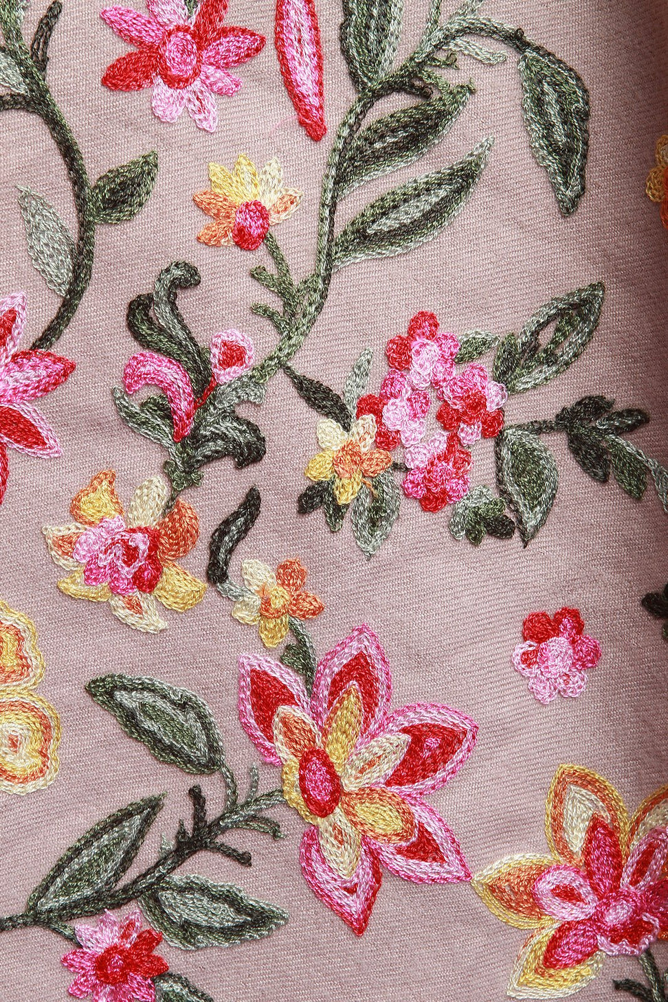 Soft Knit Floral Embroidery Open Kimono Cardigan