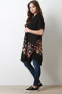 Soft Knit Floral Embroidery Open Kimono Cardigan
