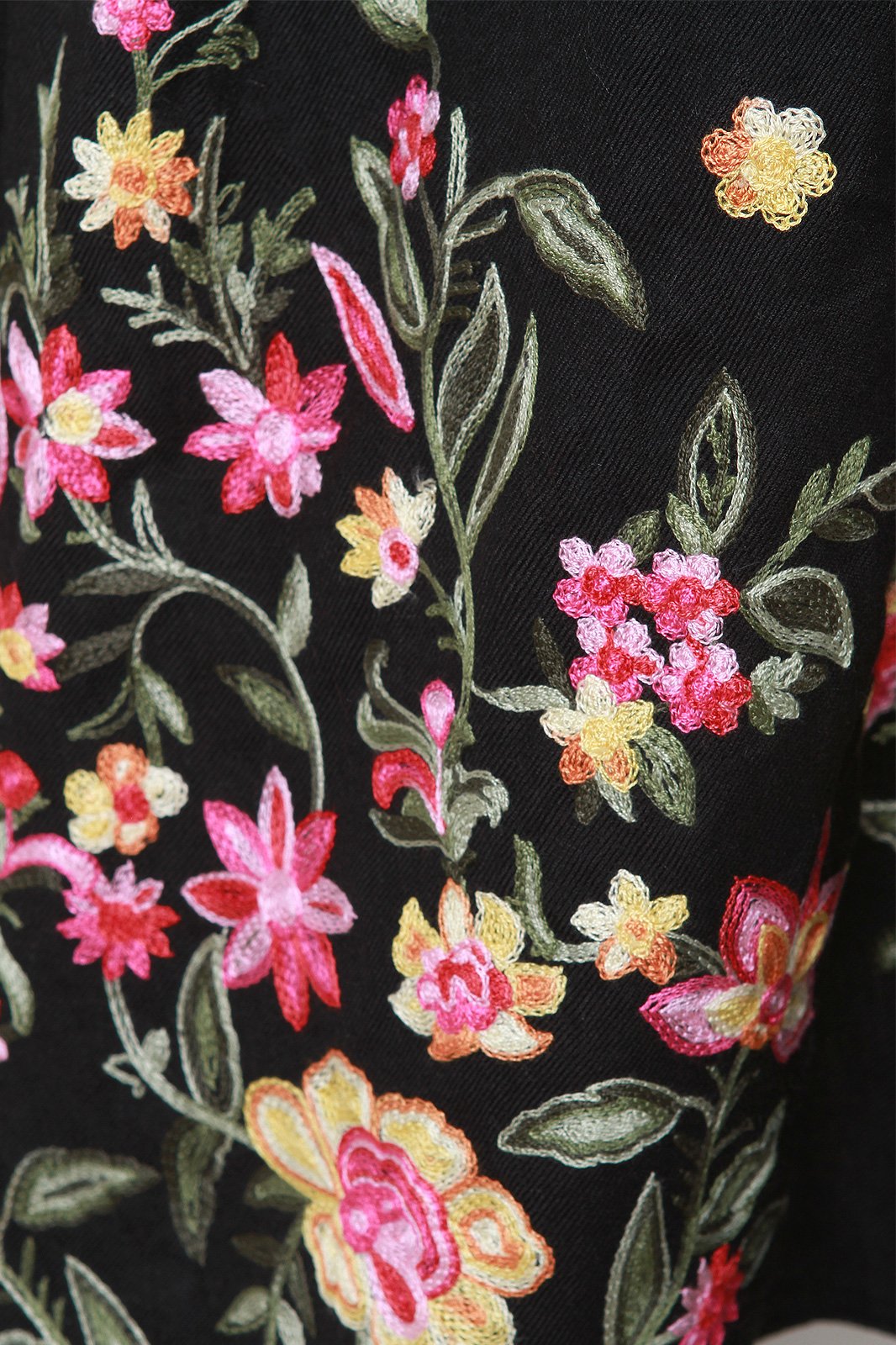 Soft Knit Floral Embroidery Open Kimono Cardigan