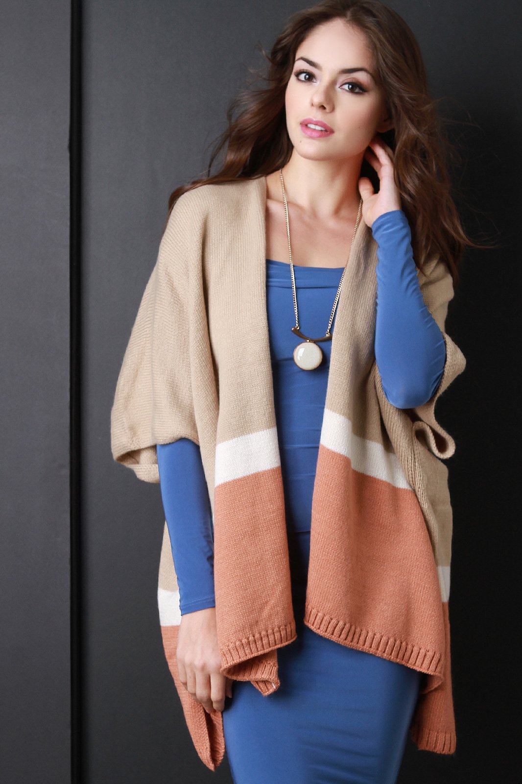Short Sleeves Color Block Cardigan