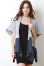Short Sleeves Color Block Cardigan