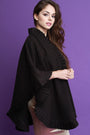 Ruffled Trim Open Front Poncho