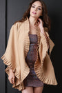 Ruffled Trim Open Front Poncho