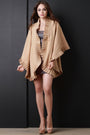 Ruffled Trim Open Front Poncho