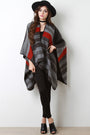Striped Open Front Poncho Cardigan