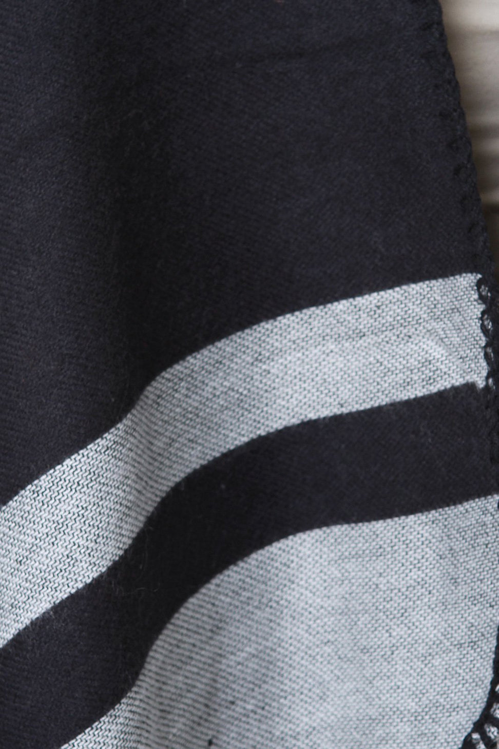 Striped Hem Open Front Poncho Cardigan