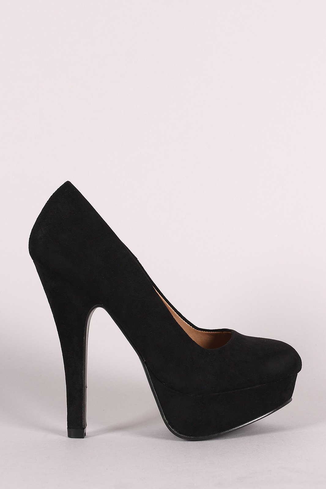 Suede Round Toe Stiletto Platform Pump